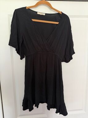 Rewind Black V-Neck Flutter Sleeve Mini Dress super lightweight